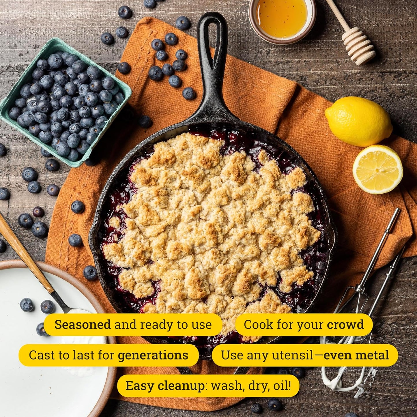 Lodge Pre-Seasoned Cast Iron Skillet Set - Set Includes 8 Inch Skillet, 10.25 Inch Skillet, and 12 inch Skillet - 3 Piece