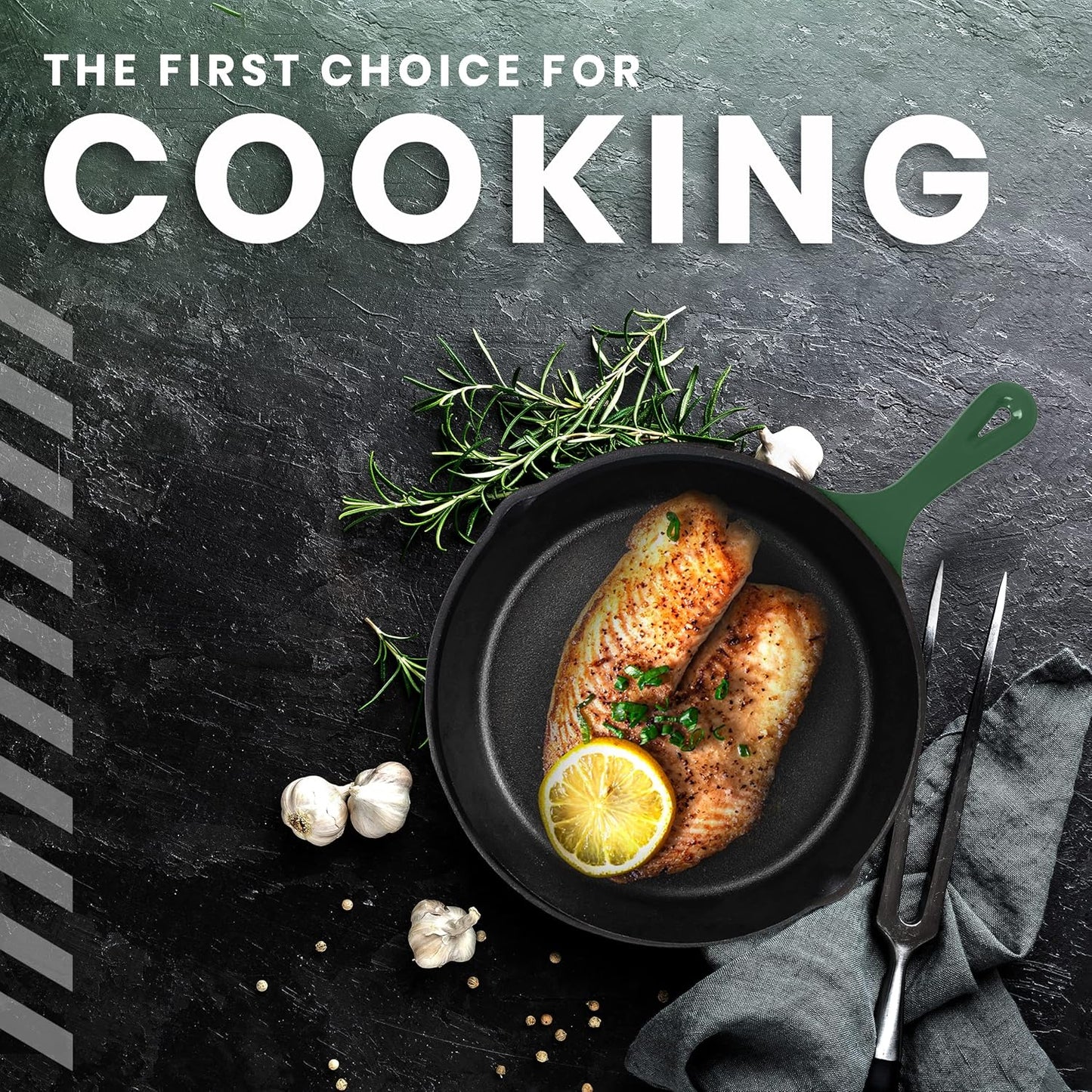 Utopia Kitchen Cast Iron Frying Pan 8 Inch, Cast Iron Chefs Pan, Pre Seasoned Skillet, Safe Grill Cookware for Indoor & Outdoor Use, Green