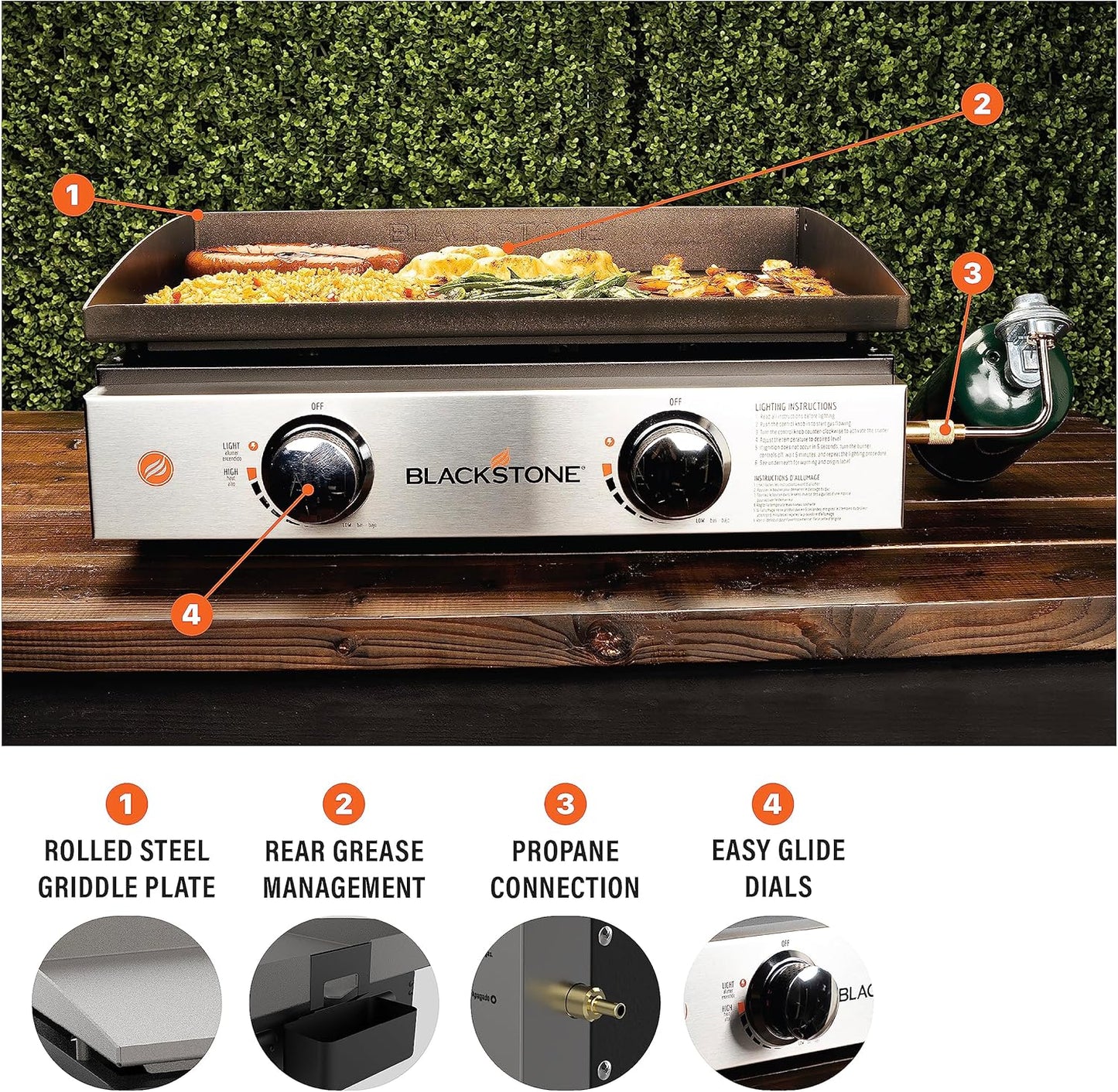 Blackstone 1666 22” Omnivore Original Tabletop Griddle with Hard Cover, Powder Coated Steel, Black